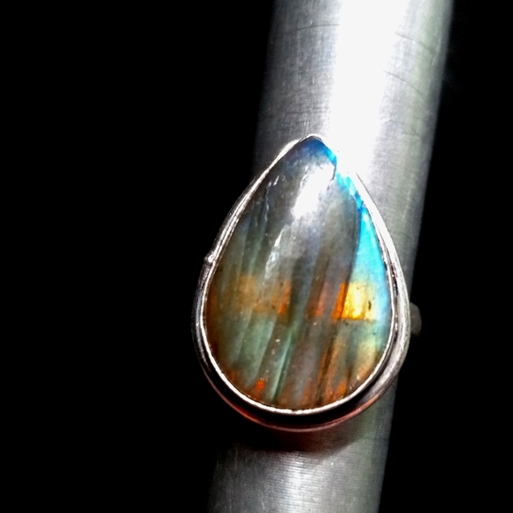 106 NWT Labradorite gemstone crystal 925 silver ring size 7 free shipping sale - Picture 4 of 8